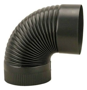 Gray Metal Products 6-24-602C 6" 24 Ga. Black Stove Pipe Corrugated Elbow - Picture 1 of 1