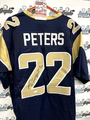 CAMISETA DE FÚTBOL LOCAL PERSONALIZADA AZUL AUTOGRAFIADA FIRMADA POR MARCUS PETERS-JSA CERTIFICADO DE AUTENTICIDAD RAMS Foto 1 de 4