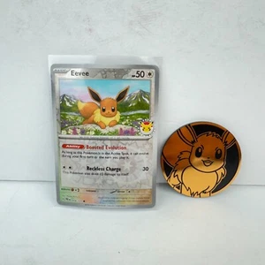 Prismatic Evolutions Eevee Promo Pokemon Day Card TCG Coin - Picture 1 of 3