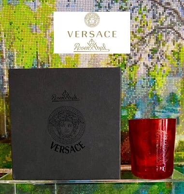 VERSACE Rosenthal VINTAGE 1990's Lumiere Crystal Holder BOXED Candle Votive RED - Image 1 of 4