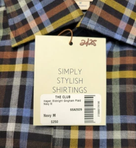 NEW Hagen GINGHAM Button Sport Shirt CARMEL FIT Men MEDIUM M Check Multicolor - Picture 1 of 6