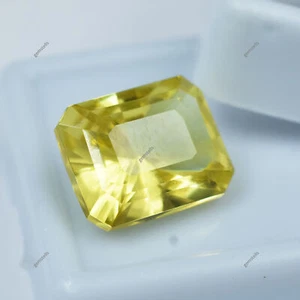 Natural Emerald Shape 9.60 Ct Yellow Sapphire Gem Loose Gemstone CERTIFIED - Picture 1 of 12