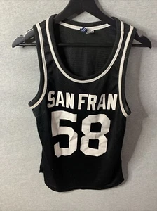 San Francisco 58 HM Divided Crop Top Taglia Small Uomo Nero e Bianco Maglia Top - Foto 1 di 5