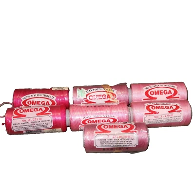 7 Skeins OMEGA 100% Nylon Thread #2 - Pink Rose Fuschia tones - 275 Meters Each - Image 1 of 4