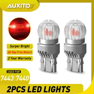 AUXITO 7443 7440 LED Red No Flash Brake Stop Tail Parking Light Bulbs Error Free - Foto 1 di 9