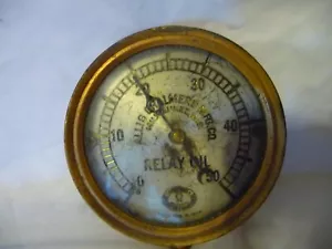 Industrial Brass Allis Chalmers Relay Oil Gauge Steampunk 4” Dial Antique 1924 - Picture 1 of 8