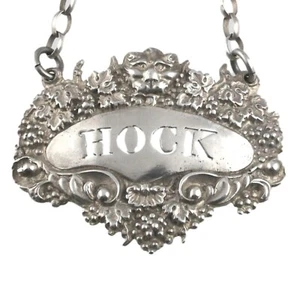 ANTIQUE - Sterling Silver - Rawlings & Summers Decanter Label - Hock - Georgian - Picture 1 of 3