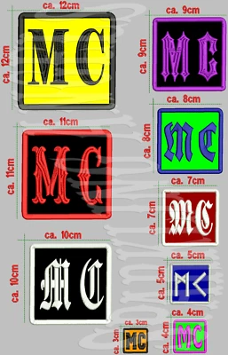 MC MIT DEINEM WUNSCHKENNZEICHEN INITIALEN oder ZAHL , Aufnäher ,Patch ,MC, Biker