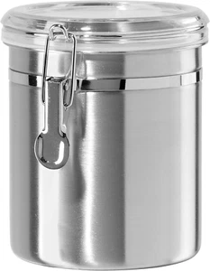 OGGI Stainless Steel Kitchen Canister 52 Fl Oz - Airtight Clamp Lid, Clear See-T - Picture 1 of 12