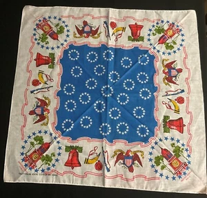Vintage American Bicentennial Independence Hall Liberty Bell Bandana 24" Square - Picture 1 of 8