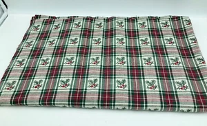 Großes Stück rot grün kariert Stoff mit Tannenzweig Design KOSTENLOSER VERSAND - Bild 1 von 3