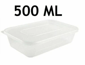 50 x Rectangular 500ml Microwave Plastic Containers Takeaway Food Containers UK - Picture 1 of 5