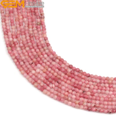 Natural Pink Rhodonite Faceted Gemstone Loose Beads Jewelry Making Strand 15" - Image 1 of 4