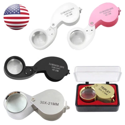 Folding Jewelers Loupe Loop Pocket Magnifier Magnifying Glass 10X 20X 30X 40X  - Image 1 of 4