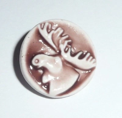 Adorable Art Stone Moose Head Button Chocolate Colored Shank Button 3/4" - Image 1 of 4