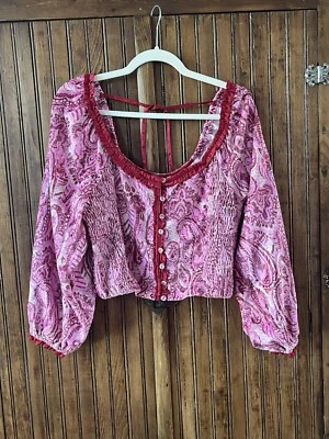 Blusa de terciopelo Dare Me FREE PEOPLE en combo retro - talla L Milkmaid Cottage Foto 1 de 4