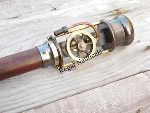 Vintage Retro Style Steam Engine Model Wooden Walking Cane Stick Brass Stave - Bild 1 von 4