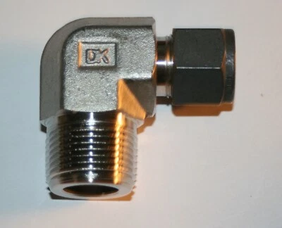 1/2" Tube x 3/4" MNPT 316ss Male Elbow Fitting DK-LOK DLM 8-12N-S - Image 1 of 3