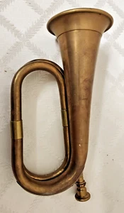 Vintage Brass Bugle Chain holding Mouthpiece Horn - Picture 1 of 9