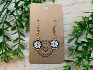 Round Daisy Earrings | Dangling Earrings | Floral Earrings | - Picture 1 of 4