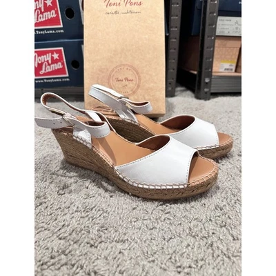 Sandalias de cuña Toni Pons alpargata de cuero blanco Sia P $150 EU 38 US 7.5 NUEVAS Foto 1 de 4