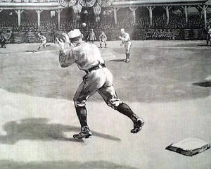 Great 19th Century BASEBALL PRINT "Double Play" Harper's Weekly 1886 Newspaper - Picture 1 of 8