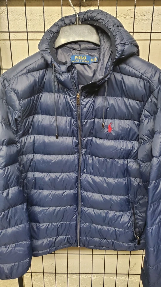 Chaqueta azul Polo Ralph Lauren para hombre con capucha acolchada plumón de ganso XL  Foto 1 de 4