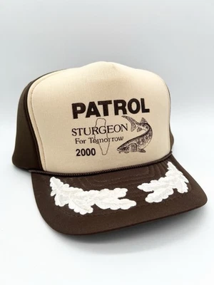 Vintage Y2K 2000 Sturgeon Patrol Snapback Hat Brown Cream Cap Sturgeon - Image 1 of 4