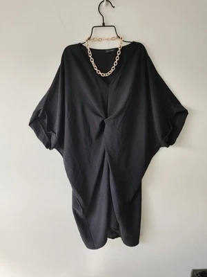 Blue Vanilla womens Knee Kaftan Dress Size 20 22 Casual Black Short Sleeve vneck - Image 1 of 4