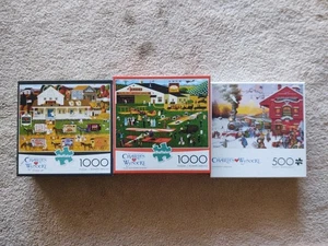 Menge 3 Buffalo Charles Wysocki 1000/500 Teile Puzzle vollständig  - Bild 1 von 5
