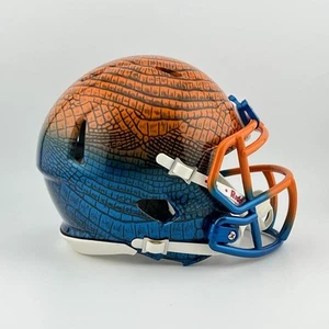 Riddell Speed Hydro-Dipped Gator Skin Metallic Blue/Orange MINI Football Helmet - Picture 1 of 4