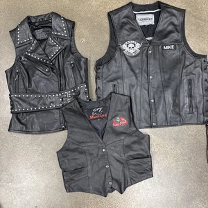 Chaleco de cuero Harley Davidson vintage de 3 piezas para él y la suya HOG con tachuelas motociclista motocicleta - Imagen 1 de 14