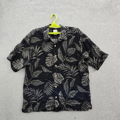 Jamaica Jaxx Men Button Up Shirt XL Black Silk Floral Hawaiian Shirt - Image 1 of 4