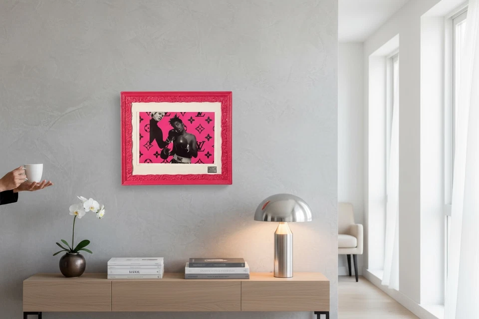 Death NYC Warhol vs Basquiat Hot Pink LV A/P em 80 anos quadro antigo certificado de autenticidade 100% real - Imagem 1 de 4