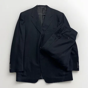 Canali Super 120s 100% Wool Men's 2-Piece Suit Jacket / Pants Black / Blue 54 R - Foto 1 di 24