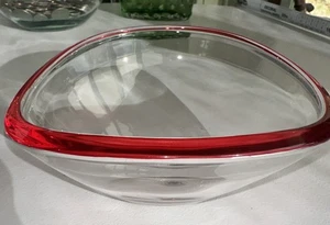 Vintage Original Walther Glas Art Deco Bonboniere Klarglas roter Rand Germany - Bild 1 von 11