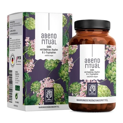 Baldrian GABA420 Komplex Kapsel Hopfen Tryptophan vegan Abendritual NATURTREU® - Bild 1 von 4