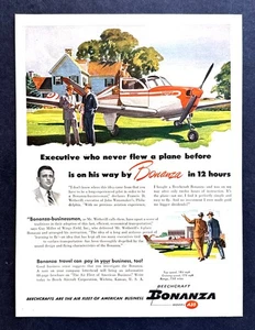 1948 Beechcraft Bonanza Airplane You Need Only 12 Hours of Instruction print ad - Picture 1 of 1