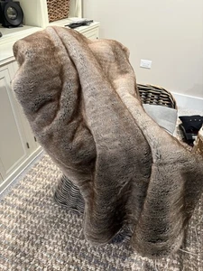 Nicole Miller Artelier Faux Fur Throw Blanket 50x60" Brown/Gray - Picture 1 of 4