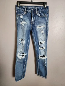 American Eagle Size 2 Jegging Super Stretch Distressed Wash - Picture 1 of 6