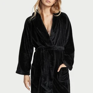 Victoria's Secret schwarzer Plüsch Morgenmantel kurz XS/S - Bild 1 von 6