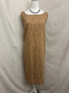 Ava & Viv Linen Blend Sleeveless Midi Dress Size 3X with Pockets Mustard Print - Picture 1 of 13