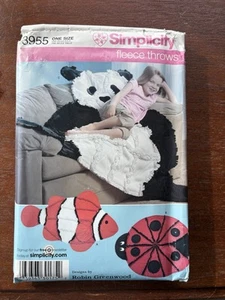 Simplicity 3955 Fish Panda Ladybug Fleece Throws Sewing Pattern Unused - Picture 1 of 7