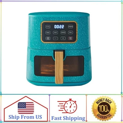 Freidora de aire The Pioneer Woman 5,8 cuartos de galón, mota verde azulado - eficiencia energética Foto 1 de 4