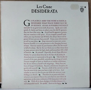 Les Crane - DESIDERATA Warner Bros BS 2570 AUS LP - Picture 1 of 3