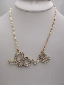 SOLO COLLAR - Cadena de oro AMOR - Collar de 17" con piedras transparentes - Imagen 1 de 3