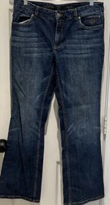 Harley Davidson Womens Size 12 Medium Wash Boot Cut Fit Blue Jeans - Picture 1 of 7