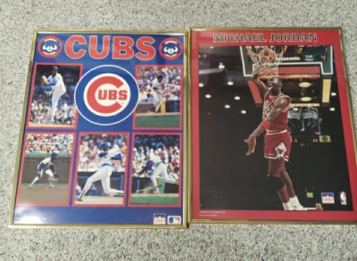"Pósters enmarcados vintage 1988 Starline Michael Jordan Chicago Bulls/Cubs 16"" x 20""" Foto 1 de 4