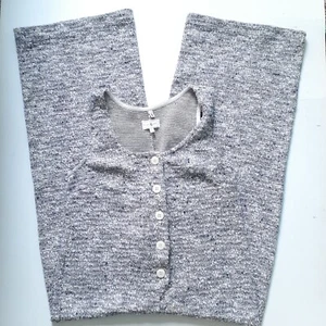 Lou & Gray Tweed Weave Knit Jumpsuit Wide Leg Cropped Blue White Size S - Picture 1 of 11