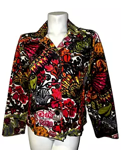 Additions by CHICO'S Jacket Size M (1) Colorful Floral Cotton LS Button Blazer - Picture 1 of 7